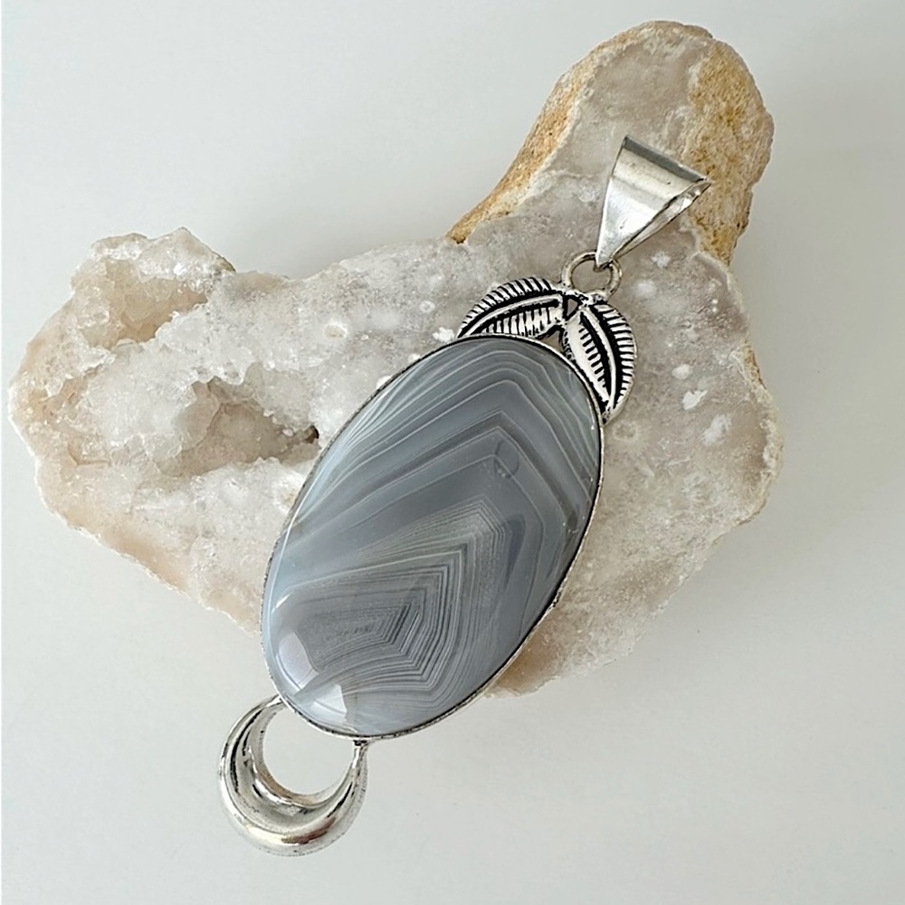 Blue lace agate moon pendant 🌙
